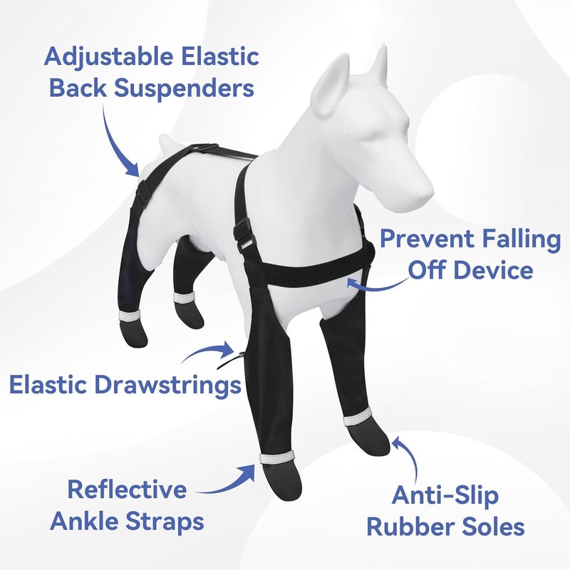 Billionchains Dog Boots with Adjustable Suspender, Anti-Slip Dog Shoes, Waterproof Paw Protector for Rainy, Snowy, Hot Pavement, XS - Image 4